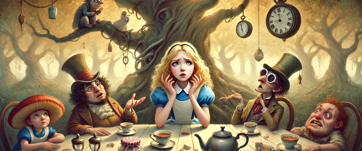 Alice during the Mad Tea Party from Alice’s Adventures in Wonderland by Lewis Carroll