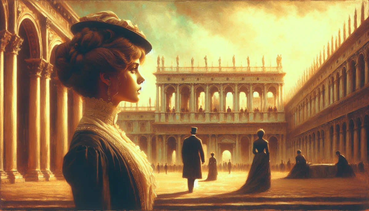 Illustration of Lucy Honeychurch during the climax of A Room With a View, from the scene 'Lucy's Choice and Breakup'