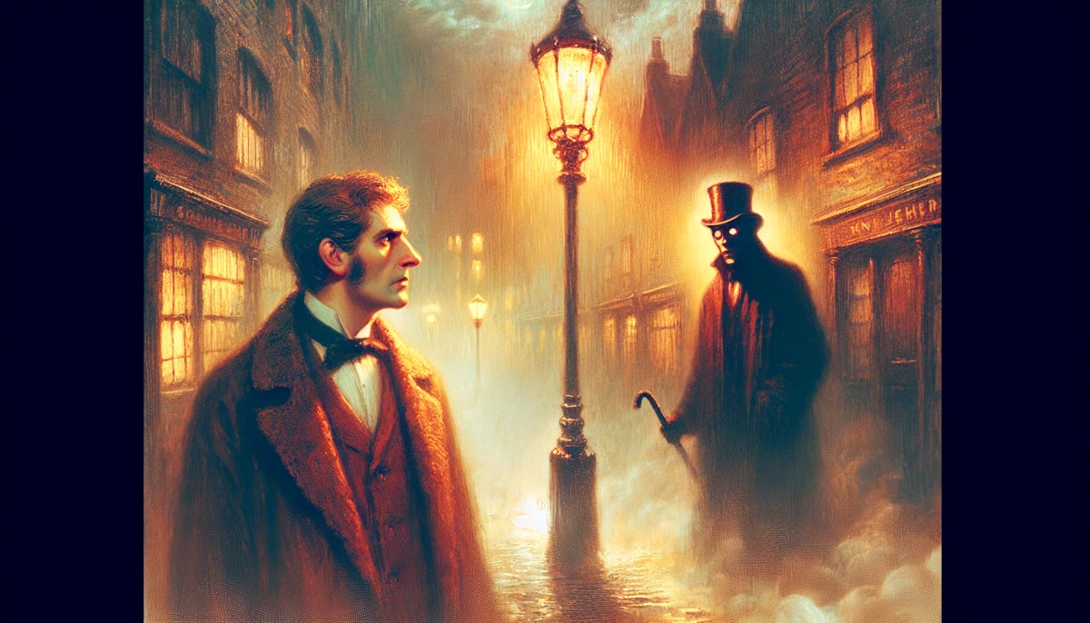 Illustration of Dr. Henry Jekyll during the climax of Jekyll and Hyde, from the scene 'Discovery of Hyde's Body'
