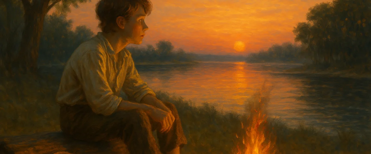 Tom Sawyer during the Pirate Adventure on Jackson’s Island from The Adventures of Tom Sawyer by Mark Twain