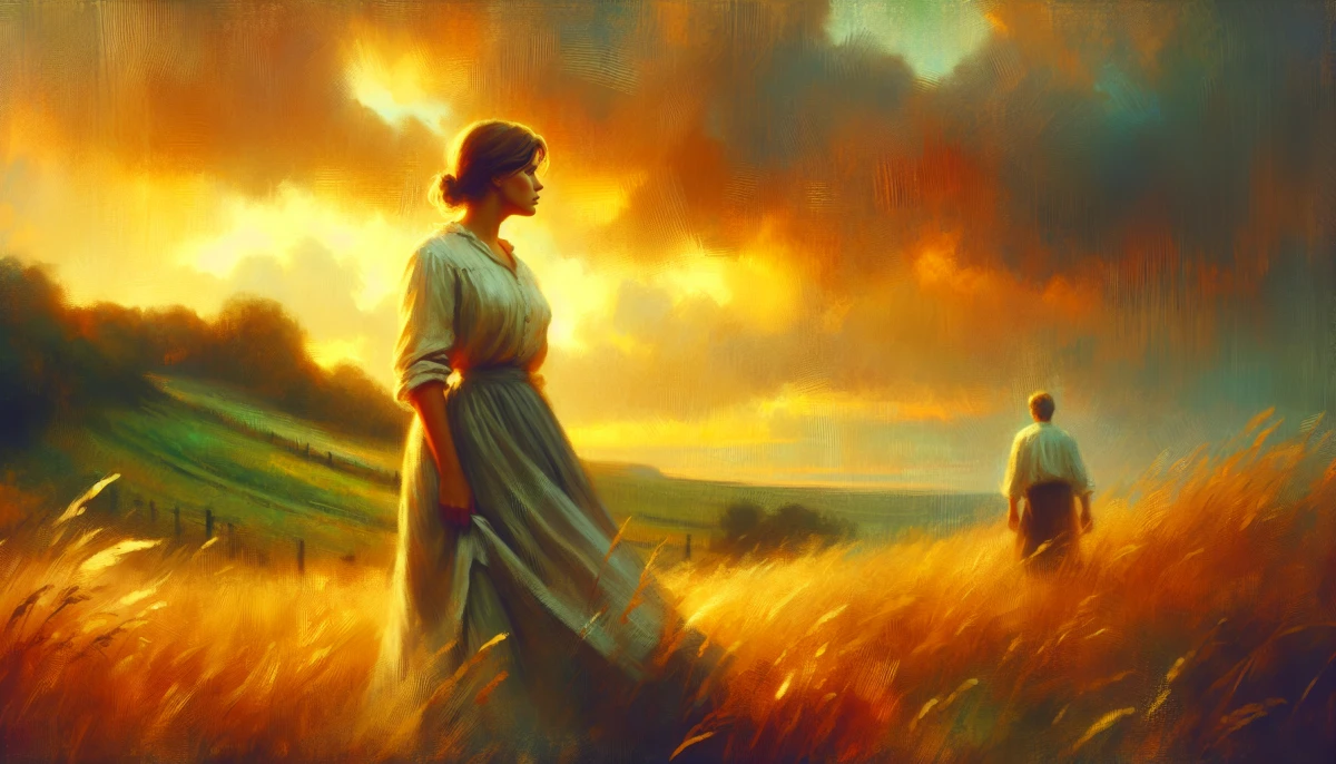 Illustration of Ursula Brangwen during the climax of The Rainbow, from the scene ''